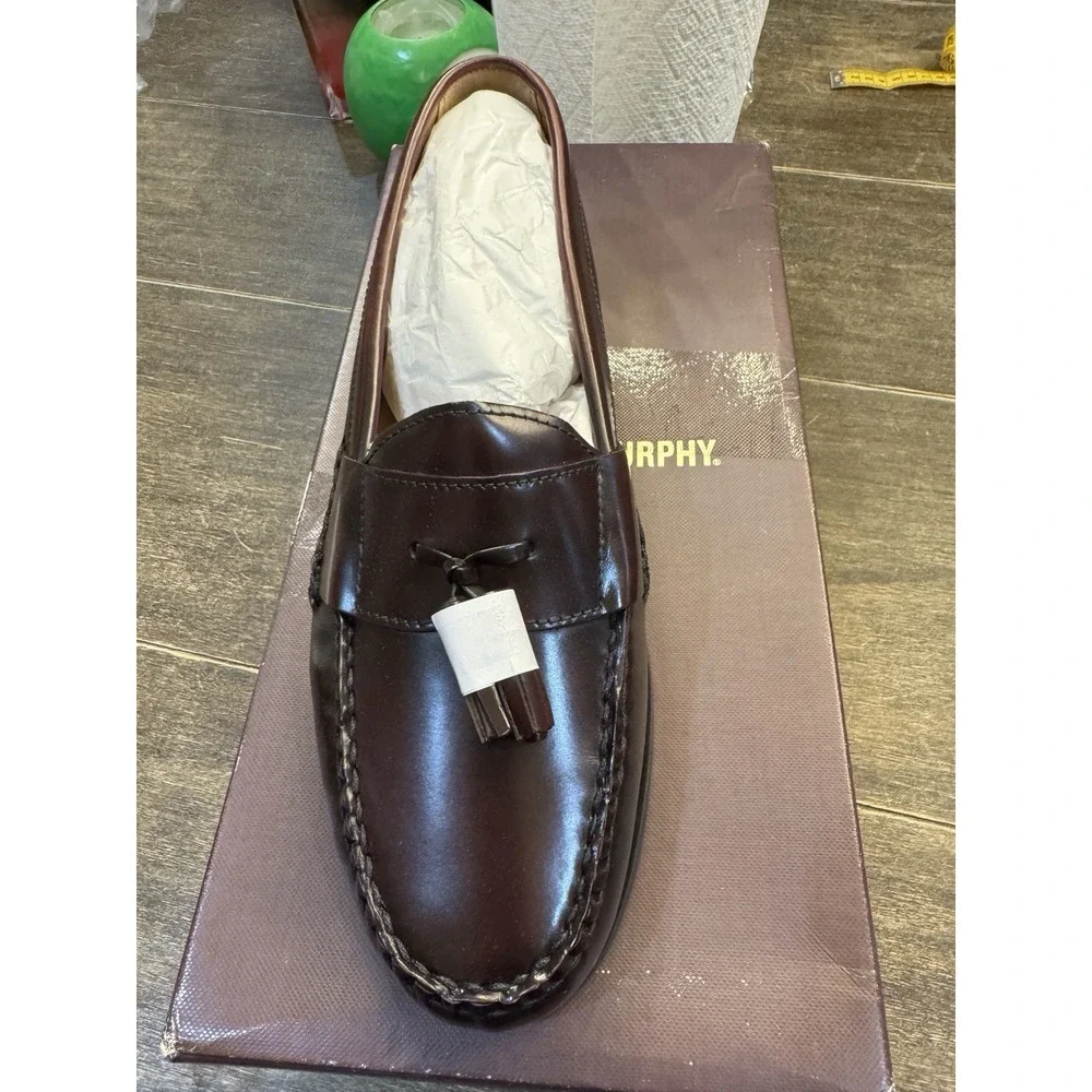 Johnston & Murphy Hayes Loafer Dress Burgundy Leather Moc Toe Tassel 8.5 Wide